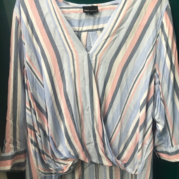 JONES NEW YORK STRIPED WRAP BLOUSE - Picture 3 of 7